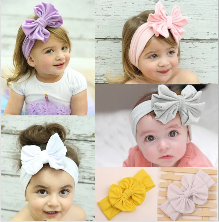 50st Tillbehör för hårblandad bomull Tyg Baby Headwrap Girl Big Bow Bunny Ears Head Band Stretchy Headband Flower HairBand FD6542