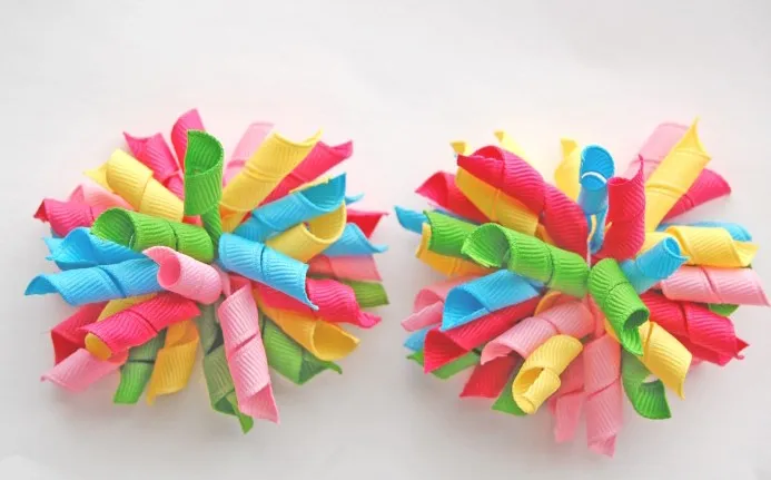 Gratis frakt 3.5 inches Korker Bows för att blanda hundratals färgkorker hårklipp Färgglada barns curlers bows blommor pd007