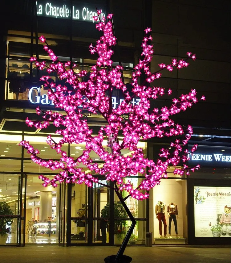 Wasserdichte Landschaftsgarten-Pfirsichbaum-Lampensimulation im Freien 1,5 Meter 480 Lichter LED-Kirschblütenbaum beleuchtet Gartendekoration