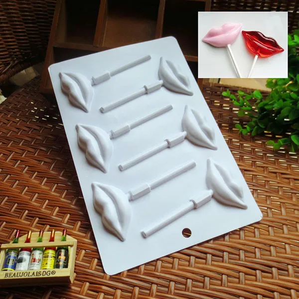 Lollipop Candy mold Chocolate mold Pudding mould jelly mold stand 18cm Lips shaped Plastic Baking Fondant styling tools Soap Ice Cube making