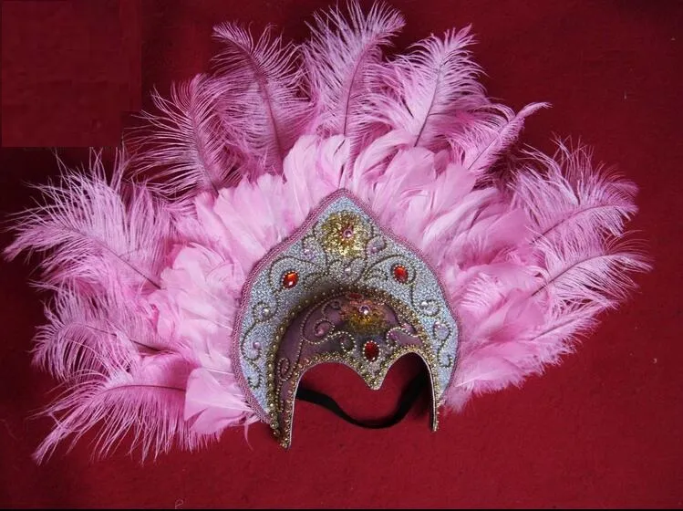 Handmade Venetian style is very delicate and unique masquerade feather mask party Masks Carnival Costumes Masks FD0502