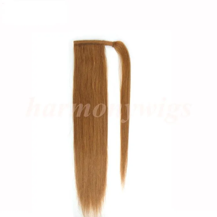 En kaliteli% 100% İnsan Saç at kuyruğu 20 22 inç 100g # 2 / Koyu Kahverengi Çift Çekilmiş Brezilyalı Malezya Hint saç uzantıları Daha renkler