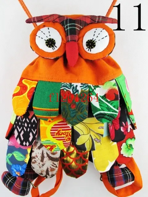 15 stks / partij Fedex DHL EMS Gratis Verzending Nieuwe Mode Handgemaakte Owl Bag / Handgemaakte Craft Owl Bag / Kids Rugzak Satchel