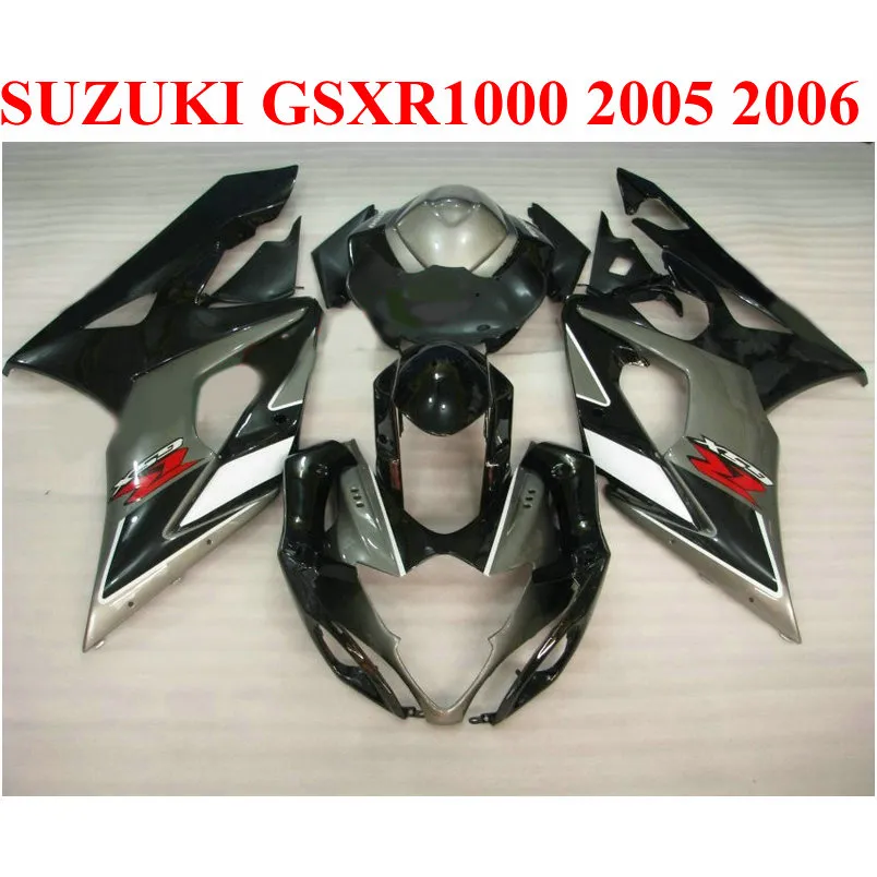 Perfect fit for SUZUKI 2005 2006 GSXR 1000 K5 K6 plastic fairing kit GSX-R1000 05 06 GSXR1000 black gray fairings set QF56