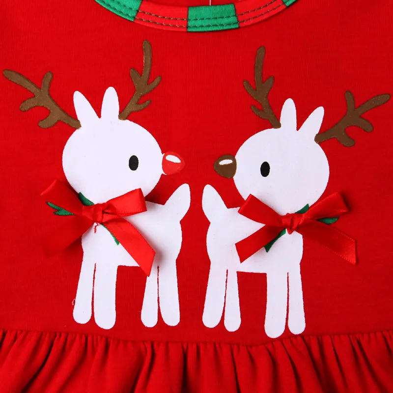 Roupas Infantis Set Baby Girls Clothes Listrado Ruffle manga comprida T-shirt Vestido + Red Polka Dot Calças Legging Verde Natal Outfits Meninas 1-5Y