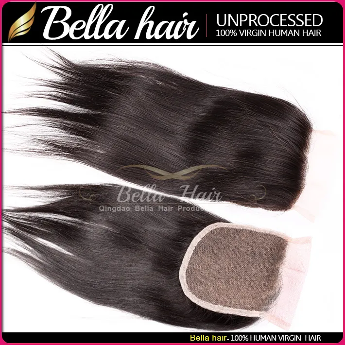 4st Virgin Human Hair Weft med stängning 4x4 Natural Color Straight Peruvian Bunds väver Full Head 8A3930095
