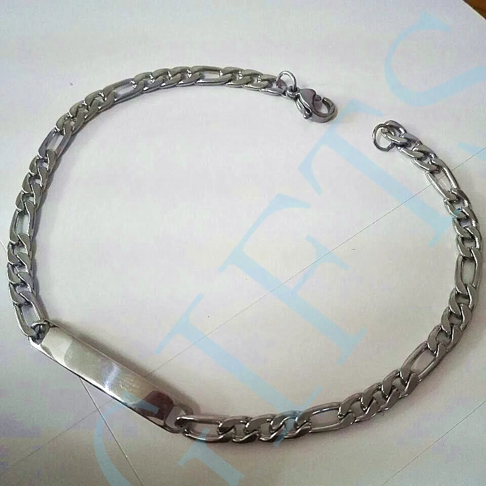 Small Figaro chain ID Bracelets Stainless steel jewelry holiday gift for friend