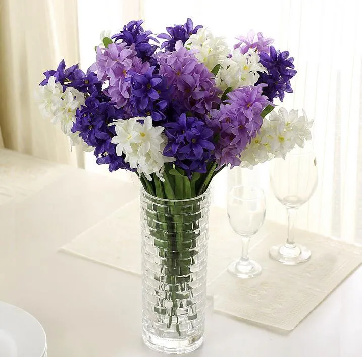 Silk Hyacinth Flower Artificial Solar Power Flowers for Wedding Decorations FakeLamp Bouquet Home Decor Party Decoration