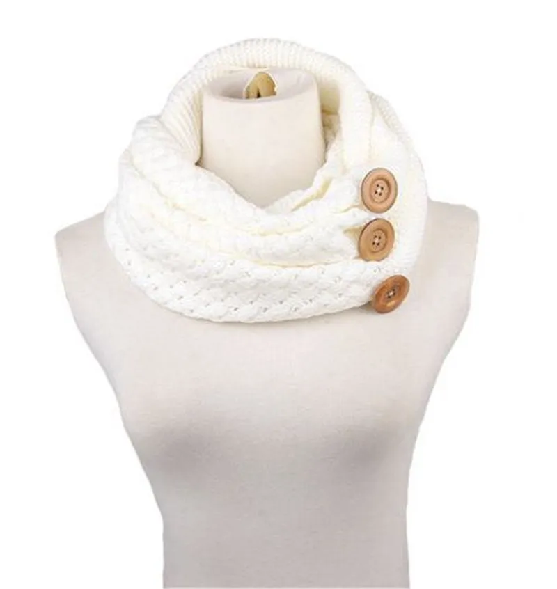 Winter Women stole button girl thick knitted scarf Wool blend foulard cachecol female shawls scarves tippet cachecol feminino TO322