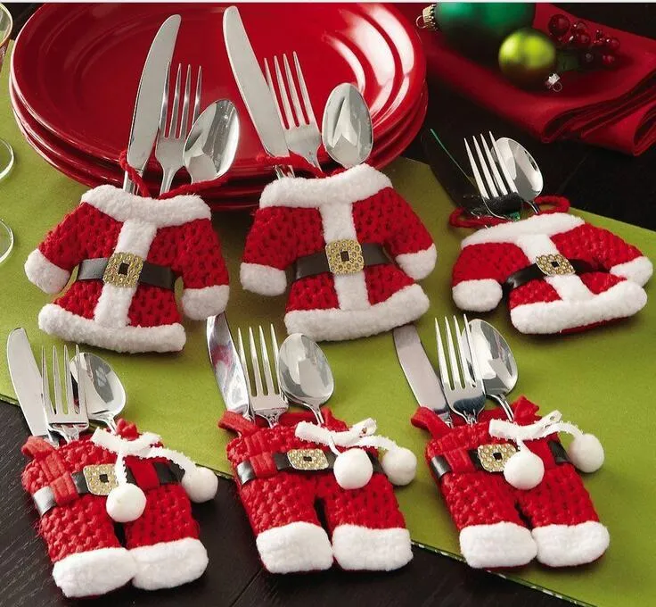 Julbord Dekorationer Santa Silverware Hållare Fickor Middag Dekor Juldekorationer Försäljning Partihandel CT041