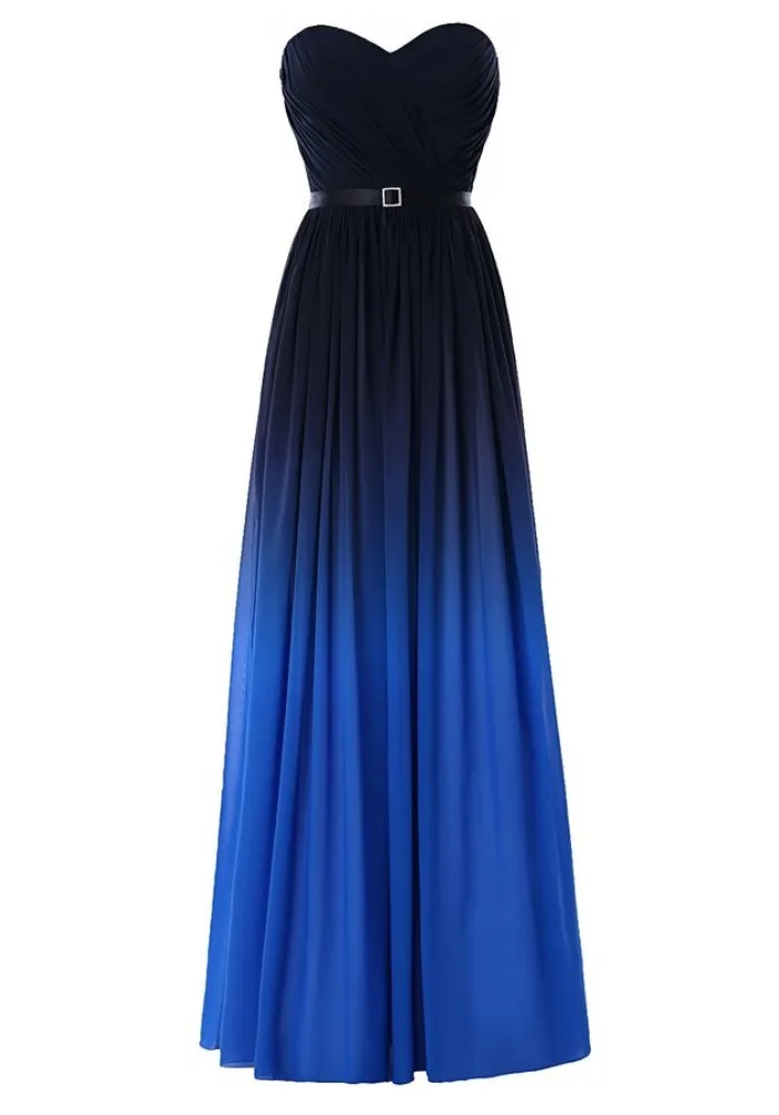 Moda Gradyan Ombre Prom Elbiseler Sevgilim Siyah Mavi Şifon Yeni Kadınlar Akşam resmi elbisesi 2020 Uzun Parti Elbisesi Kırmızı Halı287h