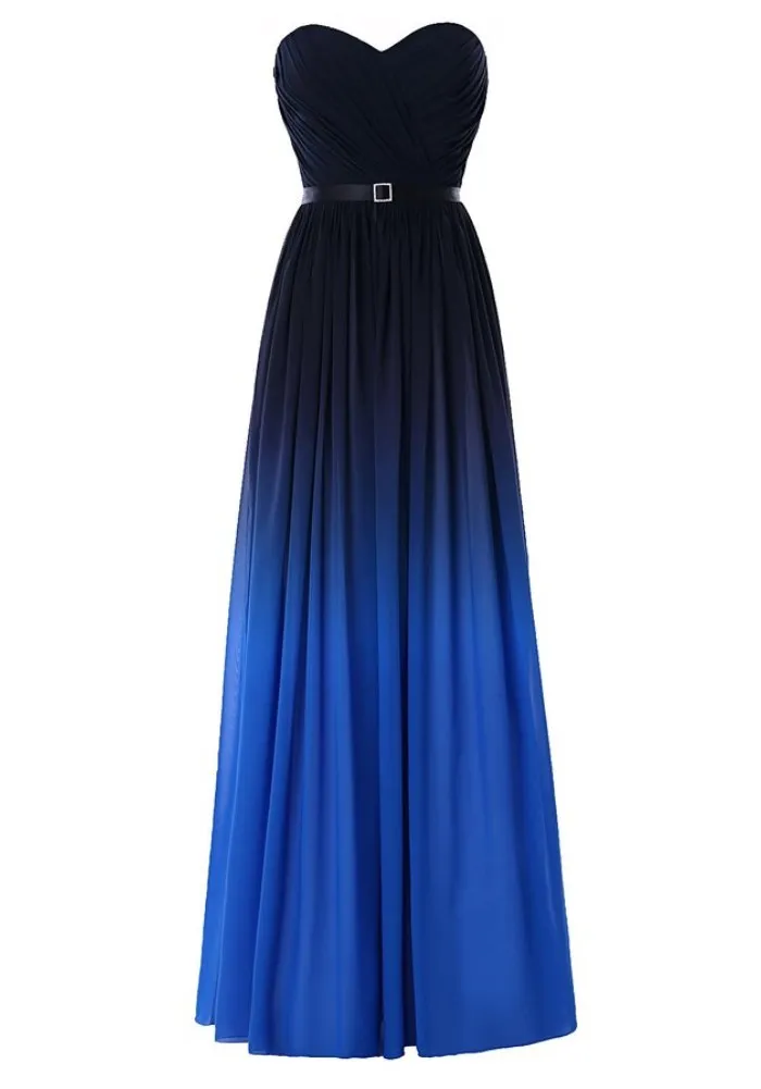 Vestidos de Baile Gradiente Ombre Fashion Sweetheart Black Blue Chiffon New Women Evening Formal Dress 2020 Long Party Dress Red Carpet287T