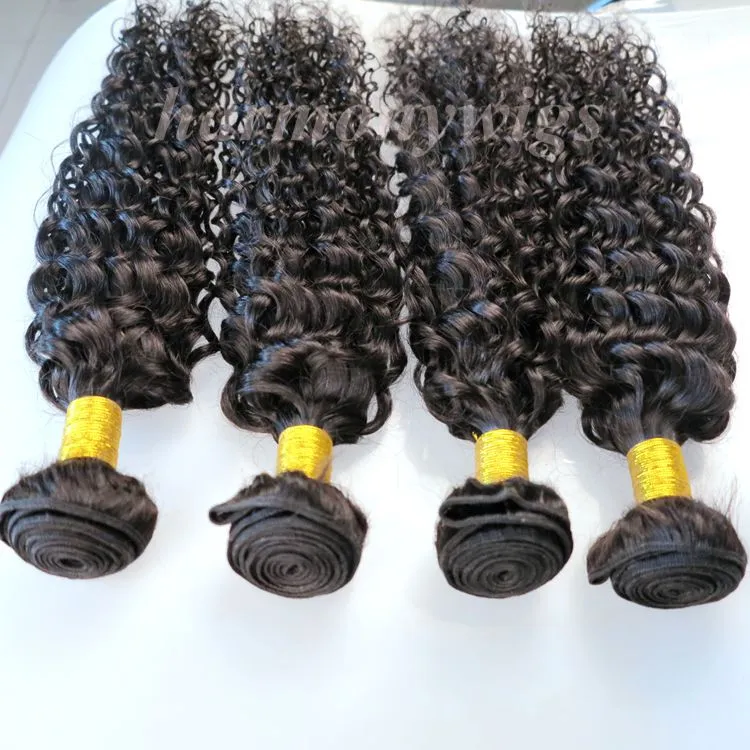 Fasci di capelli mongoli vergini Tesse di capelli umani Trame ricci jerry 8-34 pollici Non trasformati Brasiliano indiano Peruviano Tessitura Har Extensions Visone
