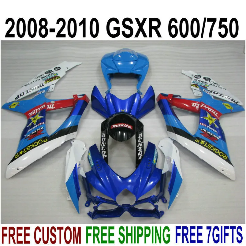 ABS Zestaw do zwalczania dla Suzuki GSX-R750 GSX-R600 2008 2009 2010 K8 K9 Blue White Black Fairings Set GSXR 600 750 08-10 TA20