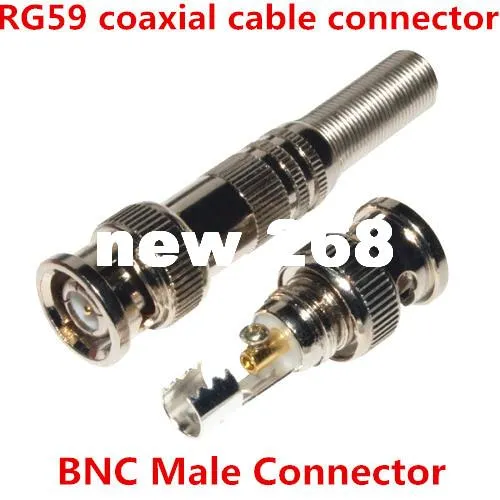 100PCS/lot New DIY BNC Male soldering TYPE Plug Coupler Connector Adapter for cctv RG59 coaxial video cable FreeShipping