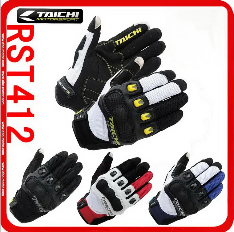 2016 new authentic RS-TAICHI RST-412 Summer short paragraph motorcycle racing gloves carbon fiber motorbike glove can touch 5 colora