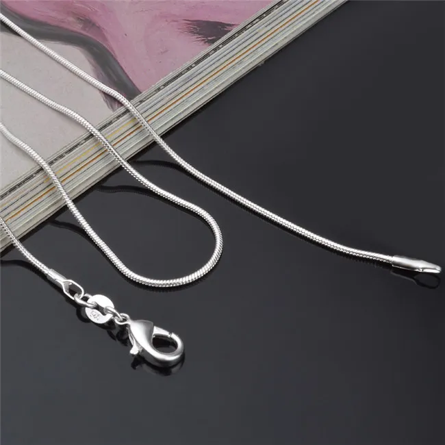 Top quality 925 sterling silver snake chain necklace 1MM 16-24inches fashion jewelry factory price 