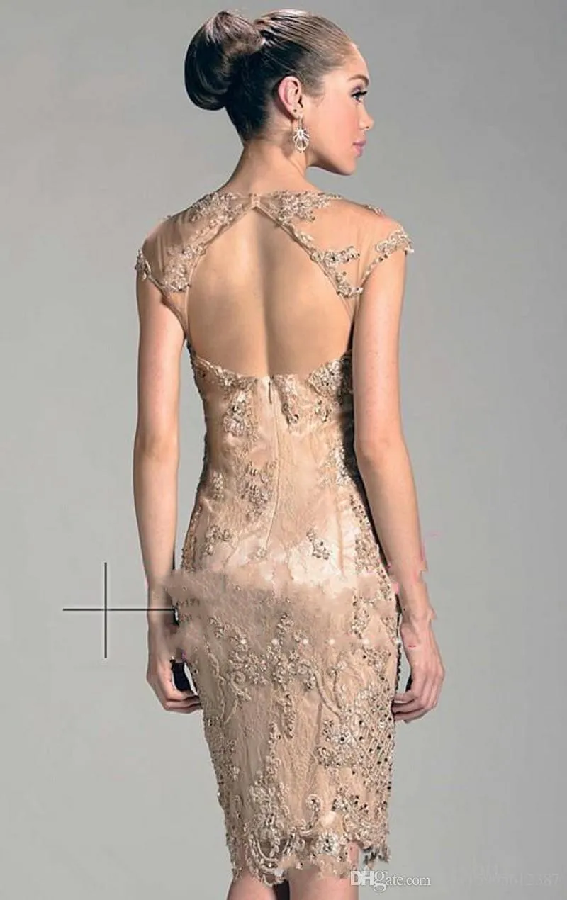 2019 New Elegant Scoop-Neck Design Knee-Length Cocktail Dresses Appliques Decoration Party Gowns Short Skirt evening Dresses 418 216s