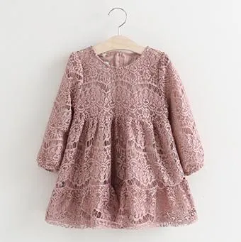 Girls Lace Dresses 2024 Spring Autumn Baby Girls Floral Embroidery Dress Kids Full Sleeve Tutu Dress Children Wholesale CLothing