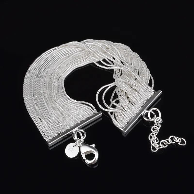 Free Shipping with tracking number Top Sale 925 Silver Bracelet Snake bone row chains Bracelet Silver Jewelry 10Pcs/lot cheap 1596