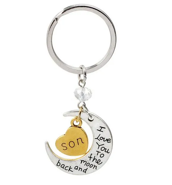 Navio livre novo eu te amo para a lua e volta keychain key ring set 10 estilo quente