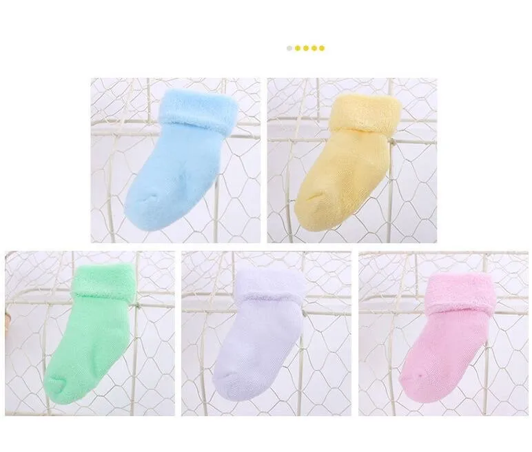 Winterwarme Baby-Frottee-Socken in Bonbonfarben, weiche Kindersocken für Neugeborene, Kleinkindsocken für Mädchen und Jungen, Unisex-Slipper-Socke