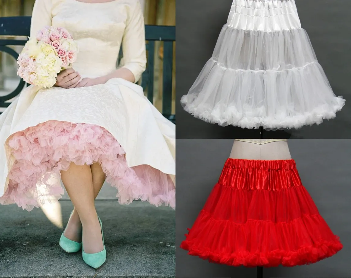 Enaguas con volantes Coloridas por encargo Cualquier color Enagua Enagua de los años 50 Falda de tul vintage para vestidos de novia Vestidos formales 2015