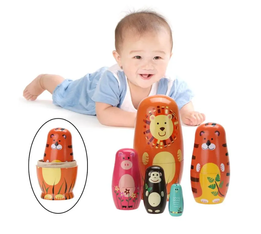 set el yapımı boyama zanaat kardan adam Noel baba ahşap hayvan boya yuvalama bebek matryoshka rusya oyuncak ev dekorasyonu chris8263902