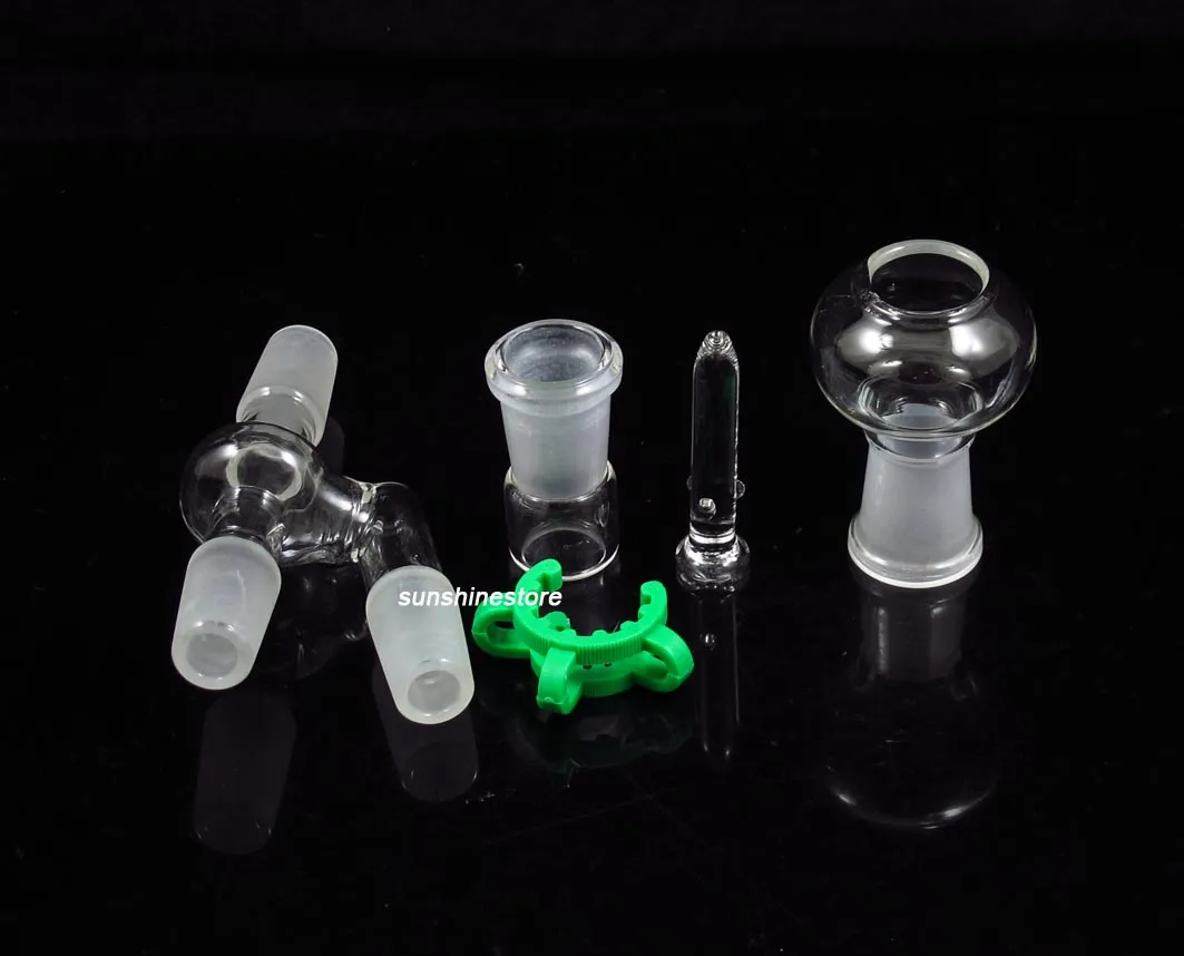 adaptateur de bong en verre plate-forme pétrolière avec clip en plastique joint femelle ou mâle 14,5 mm ou 18,8 mm