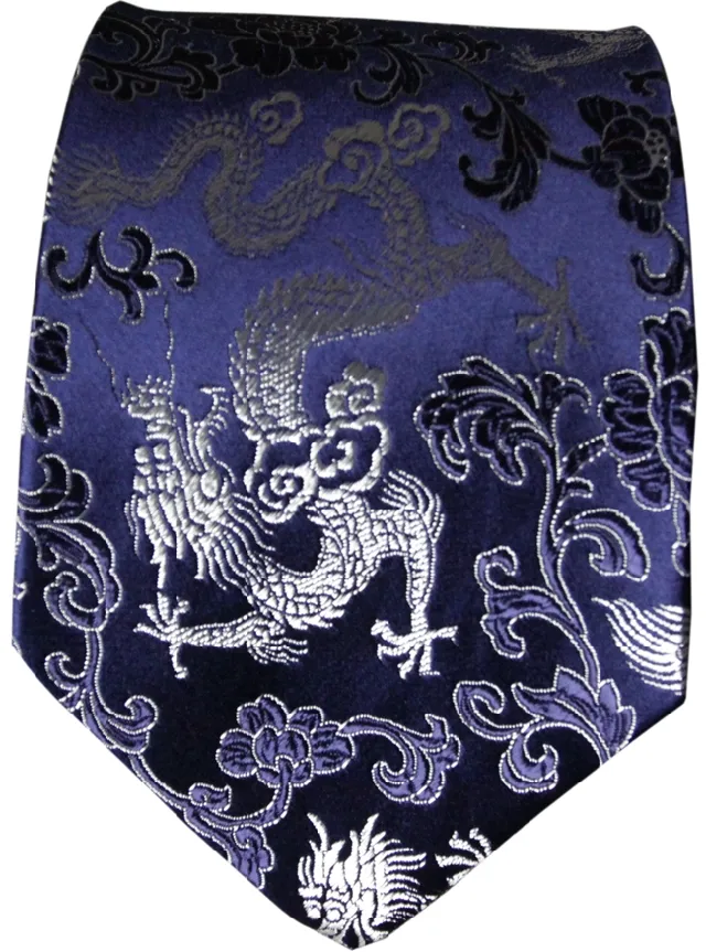 Creative Lucky Dragon Designs Slipsar Kinesisk stil High End Naturlig Äkta Silk Brocade Men Standard Slipsar För Bankettfest Födelsedag
