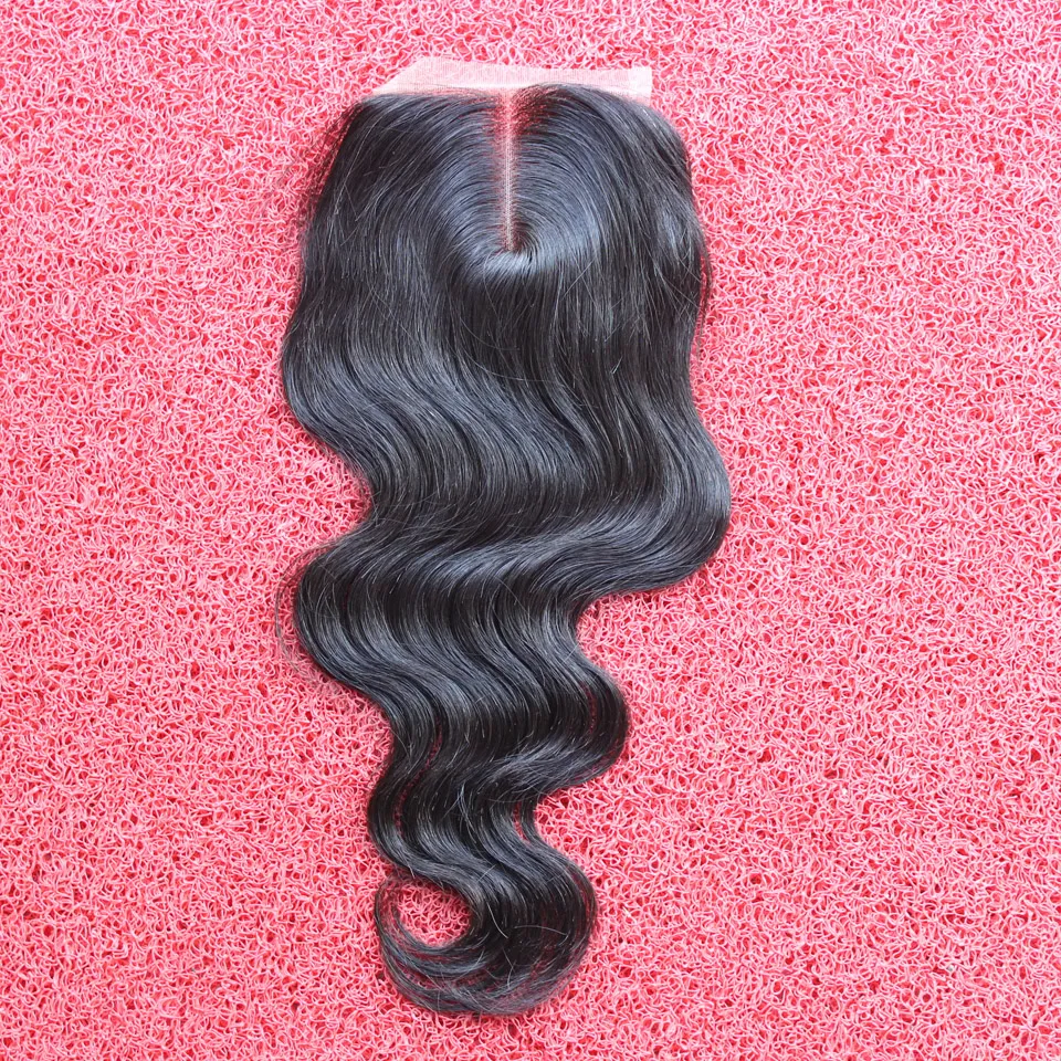 Brazilian Virgin Human Hair Weave Closures Body Wave Straight Natural Black 35x4 Lace Closures Three Middle Part2766356