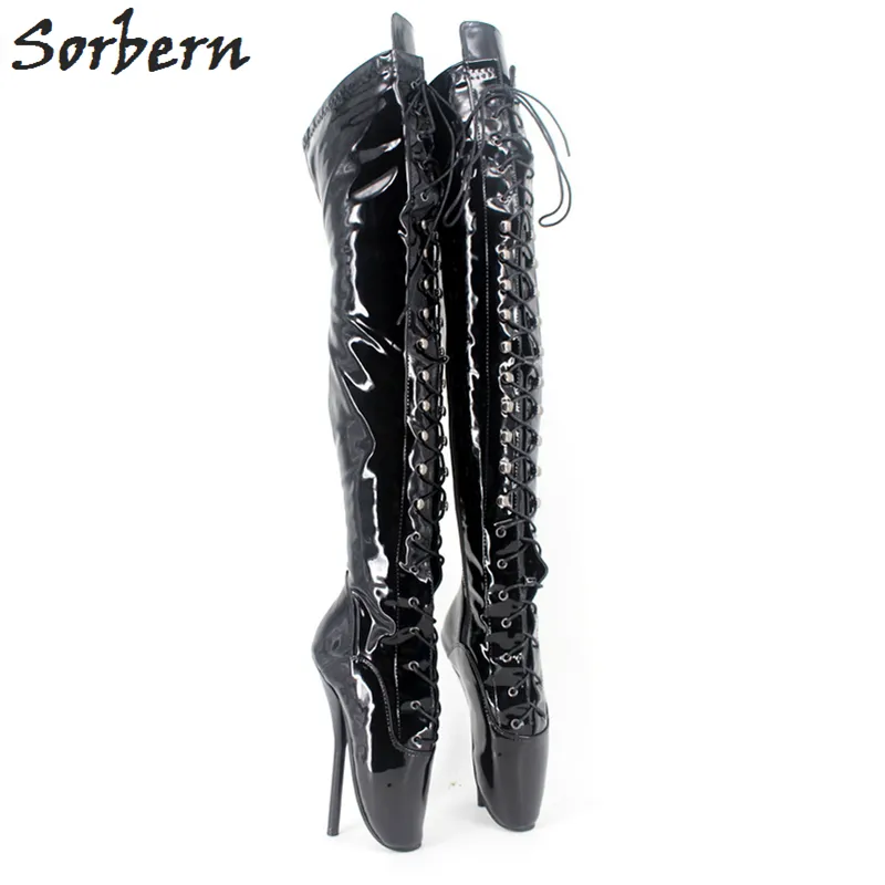 Sorbern 18Cm Crotch Thigh High Boots SM Ballet Stilettos High Heels Fetish Shoes Custom Shaft Length Plus Size