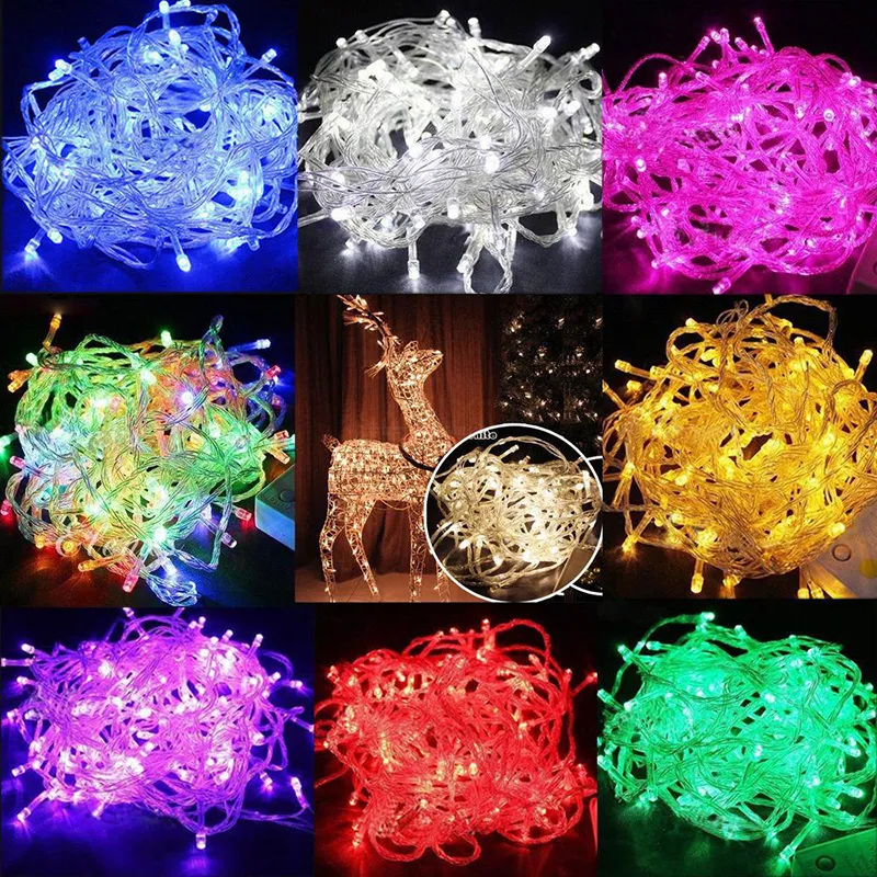 Lumières de Noël 20m / 30m / 50m / 100m 800 LED String Fairy lumières de la décoration de Noël lumières de décoration de Noël rouge / bleu / vert coloré de mariage scintillant