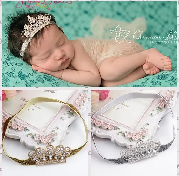 Shine Luxury Baby Infant Diamond Crown Headbands Girl Wedding Hair Bands Children Hair Accessories Christmas Boutique Party Supplies Gift