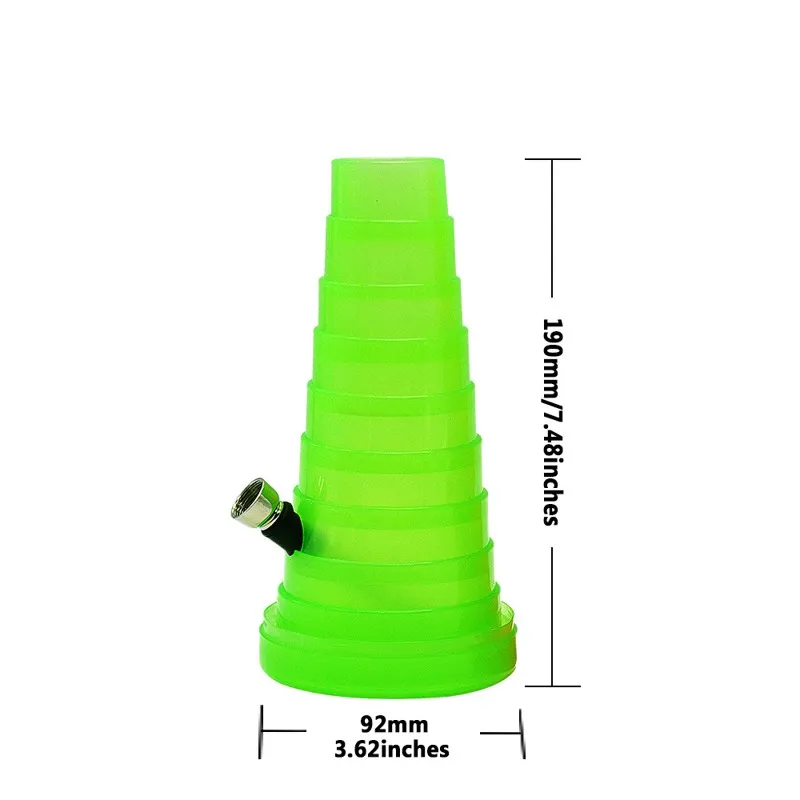 19 cm Bongs télescopiques voyageant en plastique extensible fumer la tuyau d'eau pliant le décalage métallique Gree rouge et bleu