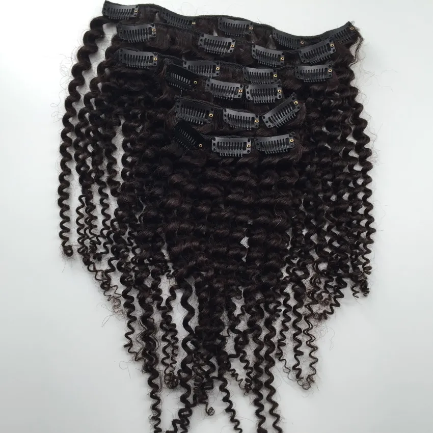 Kinky Curly Clip Dans Les Extensions De Cheveux Cheveux Naturels 4B 4C Clip Afro-Américain Dans Les Extensions De Cheveux Humains 120g / set Clip Ins