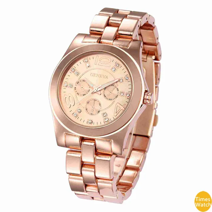 Женский Женева часы женщины платье часы розовое золото Римский циферблат кварцевые рождественский подарок часы стандартное качество классический
