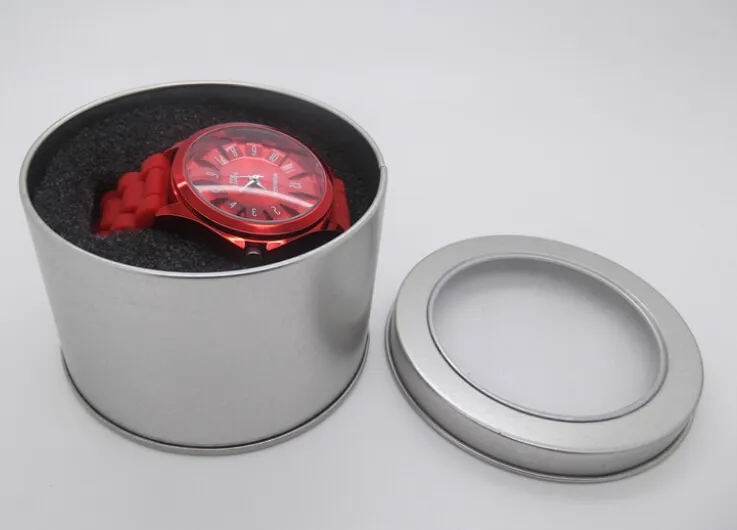 10 sztuk Stylowy Aluminiowy Zegarek Skrzynki Skrzynki Metal Kobiet Męska Pudełko Biżuteria Wyświetlacz Case Storage Watches
