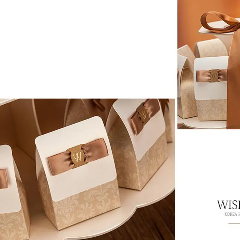 Luxury Wedding Candy Box Champagne Color Happy Wedding Day Party Favor Ceremony Decoration