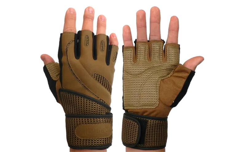 Мужчины тактические перчатки половина палец фитнес перчатки ладони микрофибры кожа не скольжения спорта на открытом воздухе / обучение перчатки M / L / XL черный / коричневый
