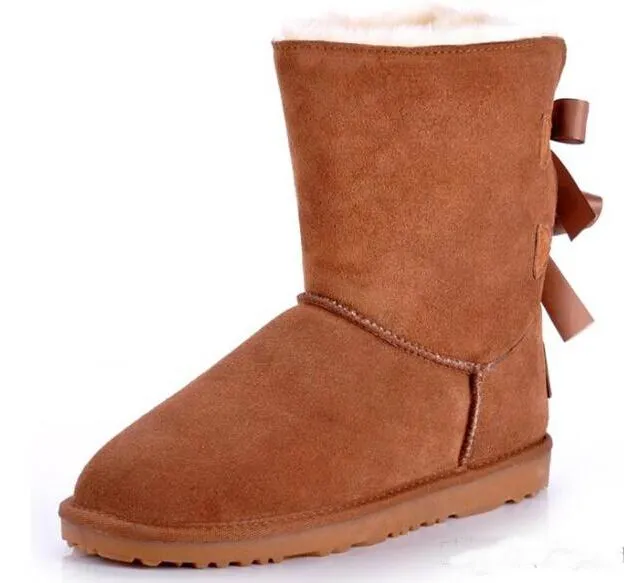 2016 atacado! Nova moda austrália clássico botas altas de inverno de couro real bailey bowknot mulheres bailey arco botas de neve sapatos de boot @ 885