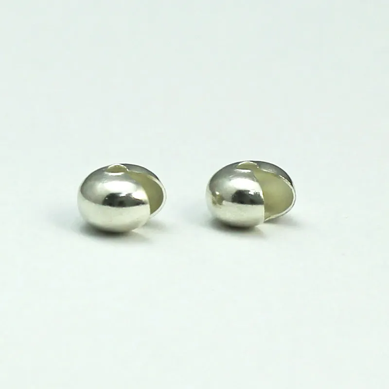 Beadsnice 6mm brass crimp covers silver toned crimp bead cover jewelry findings wholesale ID 25365