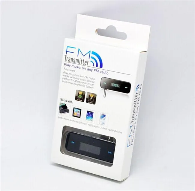 50 adet Toptan Kablosuz 3.5mm Araba FM Verici perakende kutusu ile smartphone android cep telefonu Için