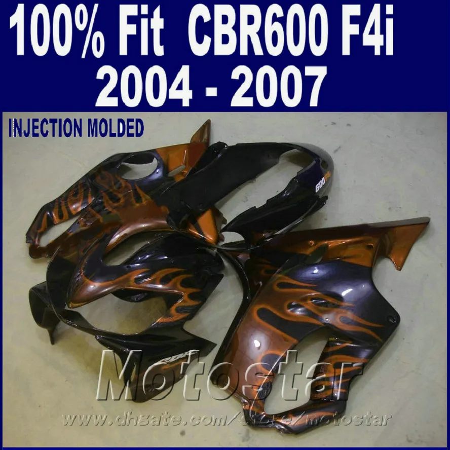 Moldeo por inyección 100 para carenados honda cbr 600 f4i 2004 2005 2006 2007 kits de carrocería de llama naranja cbr600 f4i 04 05 06 07 oxsc