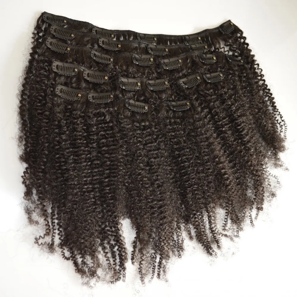 4A4B4C Mongolisch Afro Kinky Curly Clip in Haarverlängerungen Jungfrau menschliches Haar natürliches Farbclip Ins menschliches Haar für Afroamerikaner 5263681