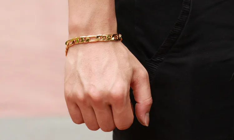 Bracelet homme rempli d'or 18 carats, bracelet entier direct d'usine262o