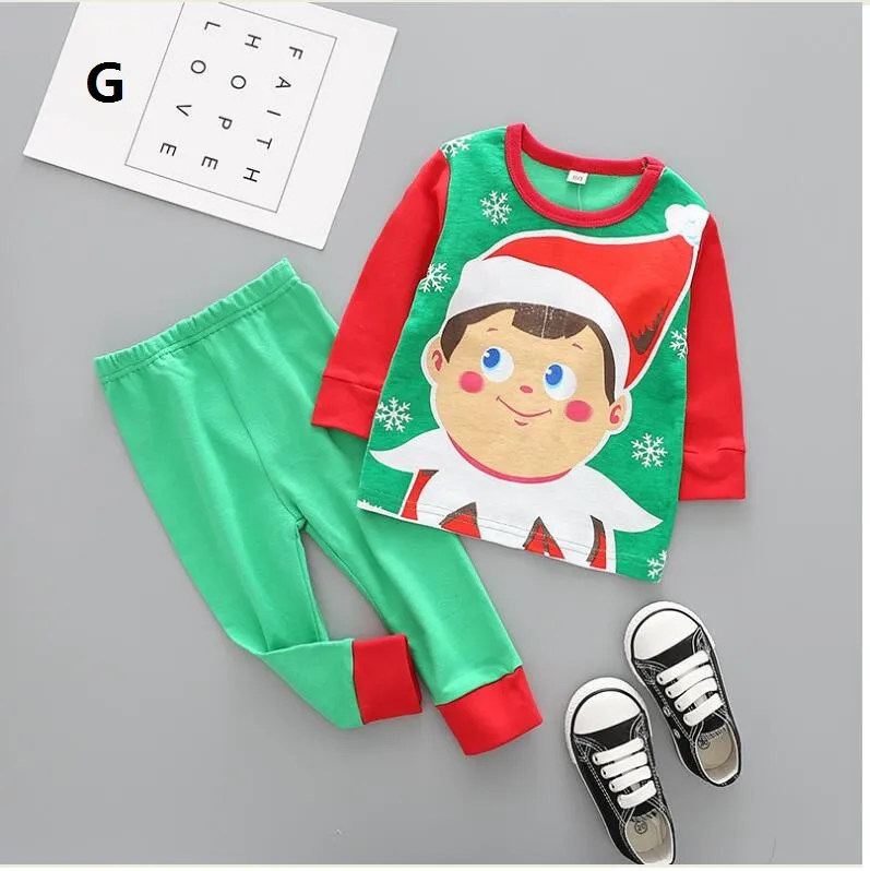Kids Boy Girl Christmas Pajama Set Långärmade Toppar Striped Pant Nightwear Toddler Baby Boys Tjejkläder