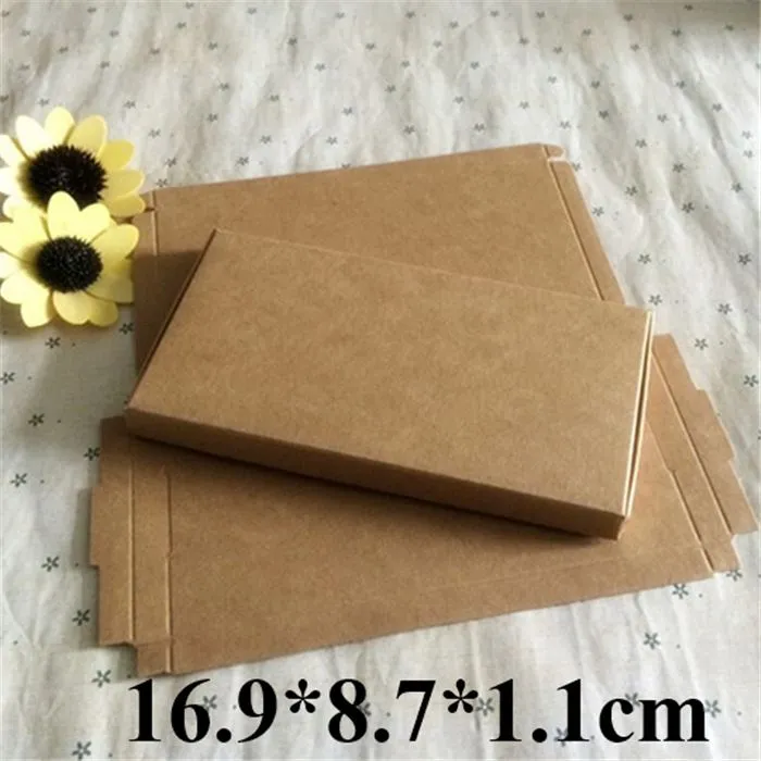 Retail Kraft Paper Boxes Presentkort Shell Case Packaging Brown Box Fri frakt 16.9 * 8.7 * 1.1cm