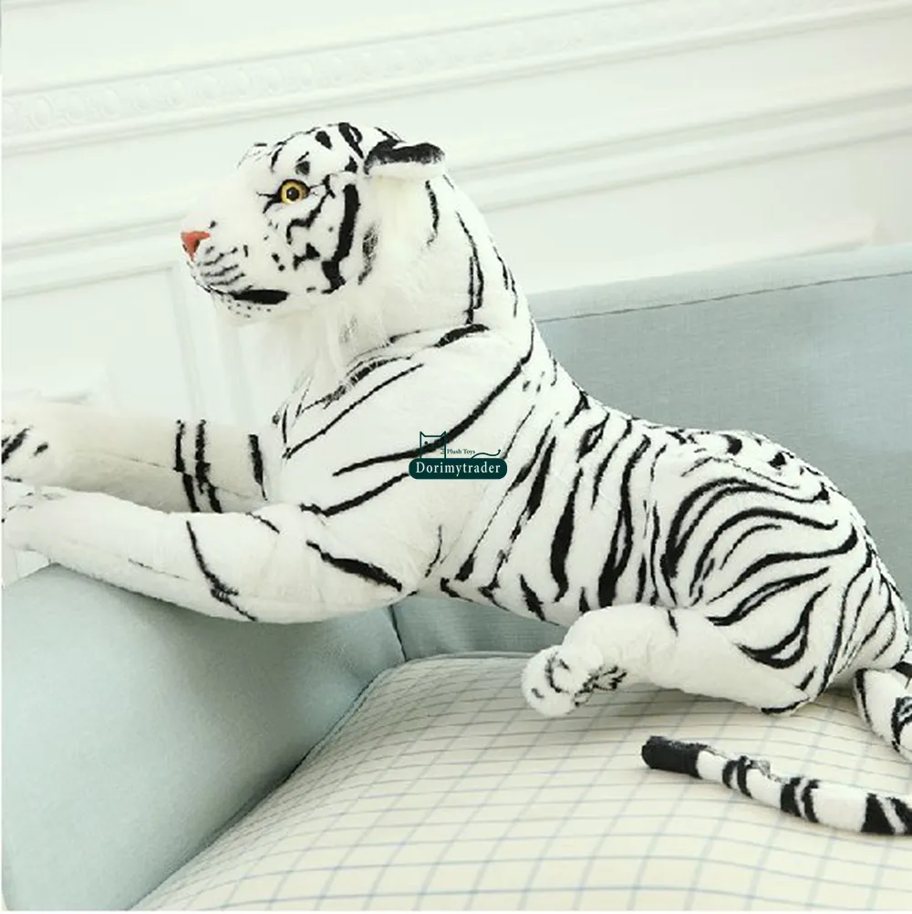 Dorimytrader Domineering Simulation Animal White Tiger Plush Toy Giant Stuffed Animals Tiger Doll Toys for Children Gift Deco 51inch 130cm