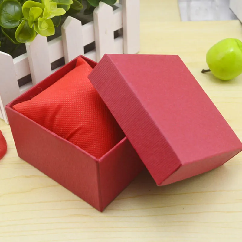 Fashion Watch boxes black red paper square watches case with pillow jewelry display storage box 2301158768516